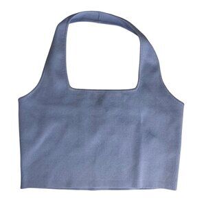 The Drop Square Neck Halter Top Cropped Tank Top Womens Large Sky Blue New